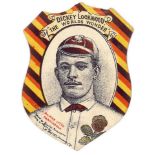 BAINES, shield-shaped rugby card, Batley, Dickey Lockwood, Salford, Pontefract Park Avenue,