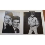 POP MUSIC, signed selection, inc.. Billy Fury (promotional card), Searchers (album page), Everly