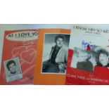 POP MUSIC, signed sheet music (5) & pages from programmes, inc. Marty Wilde, Paul Anka, Barbara