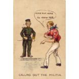 NATHAN, Comical Military & Naval Pictures, Calling Out the Militia, no border, slight scuff to back,