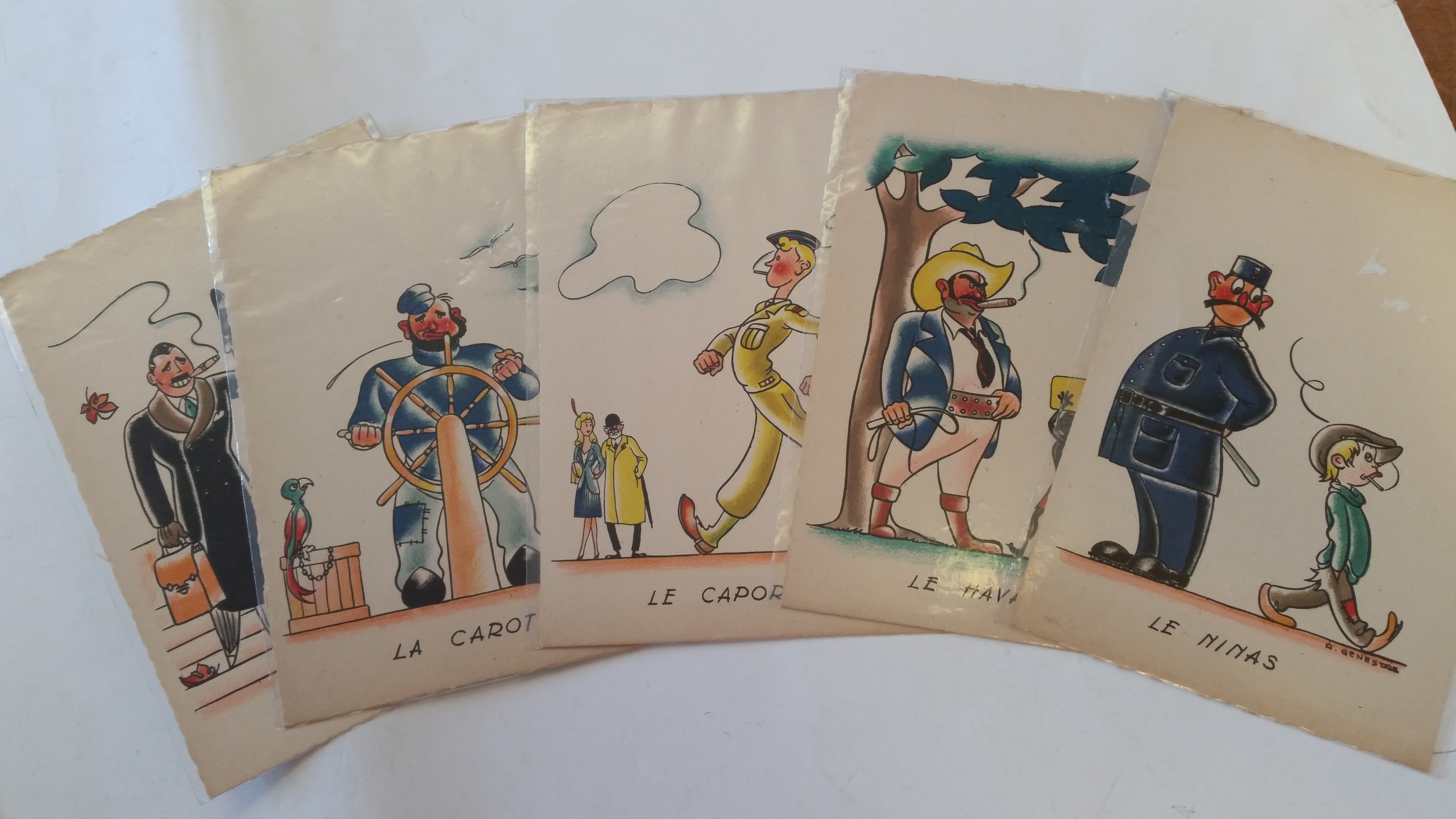 TOBACCO, advert postcards, inc. Le Caporal, La Carotte, Le Diplomate, Le Havane & Le Ninas, pub.