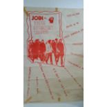 POLITICAL, poster, Join the Young Communist League, text only, 14.5 x 21, previously folded, tape