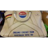 CRICKET, Geoff Boycott equipment, inc. bag from 1979/80 Australian tour, C&D cloth helmet, pair of
