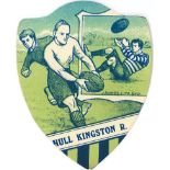 BAINES, shield-shaped rugby card, Hull Kingston R, action scene inset, VG