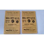 FOOTBALL, Hull City, programmes, 1960/61, inc. v Newport County, Bolton Wanderers FAC, Coventry City