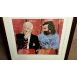 FOOTBALL, signed large colour art-style print by George Best, seated alongside (but not signed by)