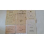 CRICKET, signed pages, menu cards, inc. D'Olivera, Compton, Fagg, Clay; Jack Hobbs (signed bill head