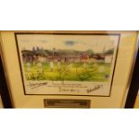 CRICKET, signed colour print by eight Sky commentators, inc. Atherton, Lloyd, Botham, Gower,