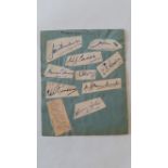 CRICKET, signed clipped pieces (laid down to album page), Middlesex, 1937/8, 10 signatures inc.