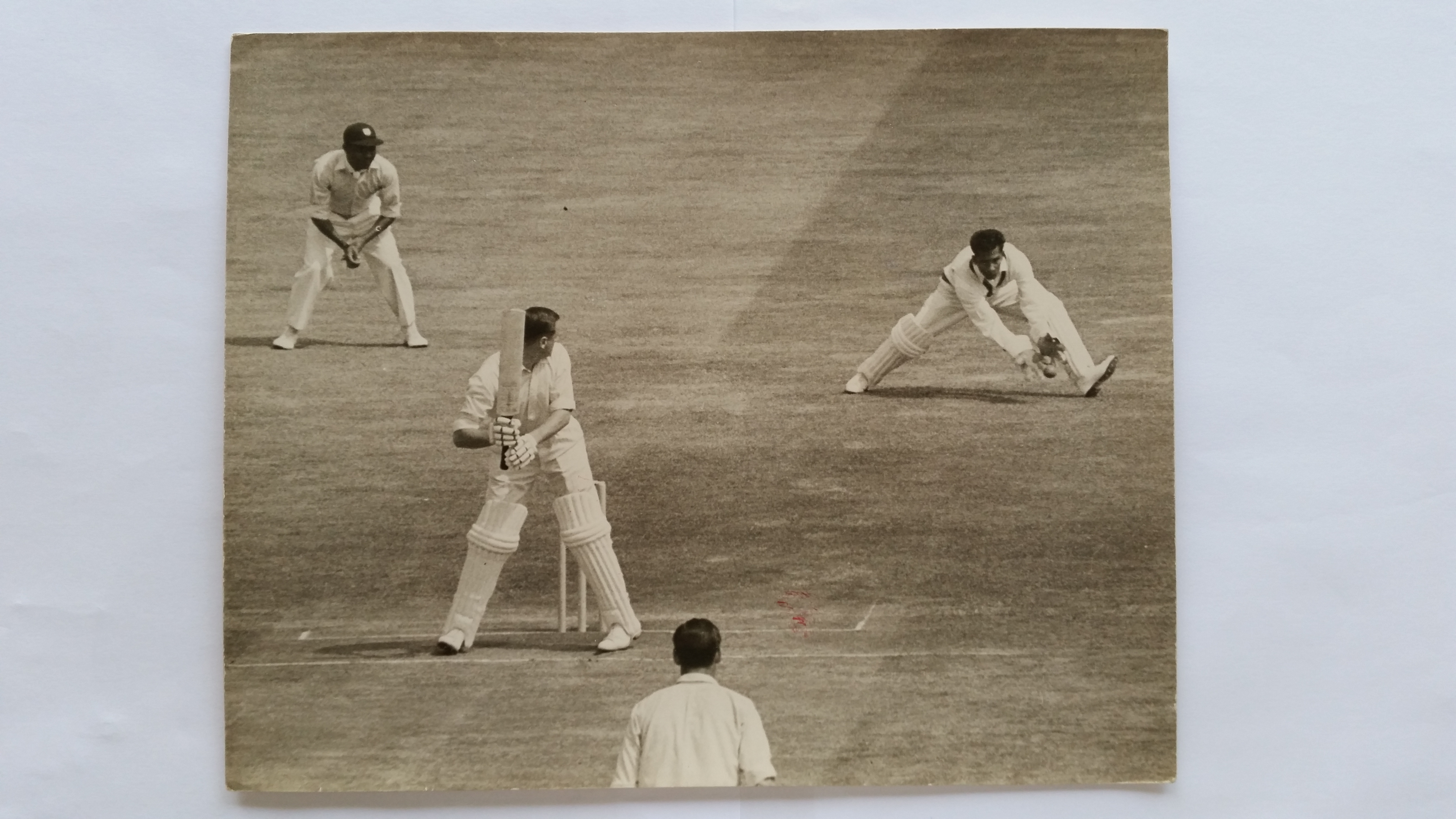 CRICKET, press photos, West Indies in England, 1957, showing May & Richardson batting, press stamp - Image 3 of 4