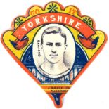 BAINES, fan-shaped rugby card, Yorkshire, Hammond inset, VG