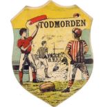 BAINES, shield-shaped rugby card, Todmorden, VG