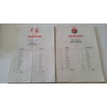FOOTBALL, team sheets, 1985-1995, inc. Liverpool, home (17), away (14); Manchester United, home (