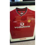 FOOTBALL, signed red Manchester United replica shirt by Denis Law, George Best & Bobby Charlton,