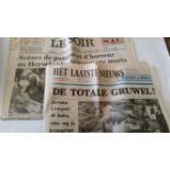 FOOTBALL, newspapers featuring Liverpool v Juventus E.C. final 1985, Het Laatste News & Le Soir,