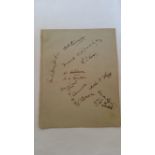 CRICKET, signed album page, 12 signatures inc. Woolley, Ashdown, Bratton, Ames, Fagg, Edrich, Todd