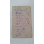 CRICKET, signed album page by Nottinghamshire 1925, 12 signatures inc. Turner, Flint, Richmond,
