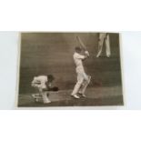 CRICKET, press photos, Australians, 1945, showing Saggers batting, Miller & pepper walking out;