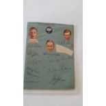 CRICKET, signed album page, Yorkshire, 1937/8, 11 signatures inc. Sutcliffe, Hutton, Yardley,