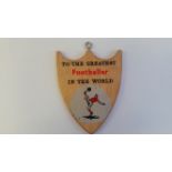 FOOTBALL, Cliff Bastin Arsenal, wooden plaque 'To the Greatest Footballer in the World', inscribed