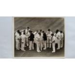 CRICKET, press photos, New Zealand in England, 1965, showing Cowdrey batting of Cameron, NZ fielders