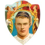 BAINES, shield-shaped rugby card, Lorimer, Barbarians, Burton-on-Trent, Leeds, Rothwell & Yorkshire,