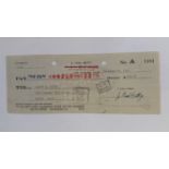 INDUSTRY, signed cheque by Paul Getty, dated 29 Dec 1941, Getty was an American Industrialist and