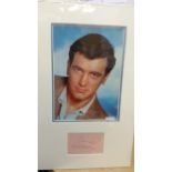 CINEMA, signed album page by Rock Hudson, overmounted beneath colour photo (7 x 9.5), 10.5 x 16.5