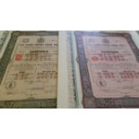 RUSSIA, bond certificates, 1908-1914, laid down to cards (9), FR to VG, 10