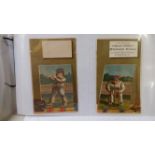 CRICKET, US trade cards by Ramsdell. Inc. batsman (2), bowler, fielder & wicketkeeper (1+4),