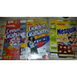 NESTLE, complete cereal packets, inc. Honey Nut Cheerios (101 Dalmations), Shreddies (Meteorite),