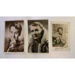 CINEMA, signed postcards, inc. Burgess Meredith, Derek Bond, Michael Wilding, Lloyd Bridges & one