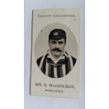 TADDY, County Cricketers, Mr. G. MacGregor (Middlesex), Imperial back, VG