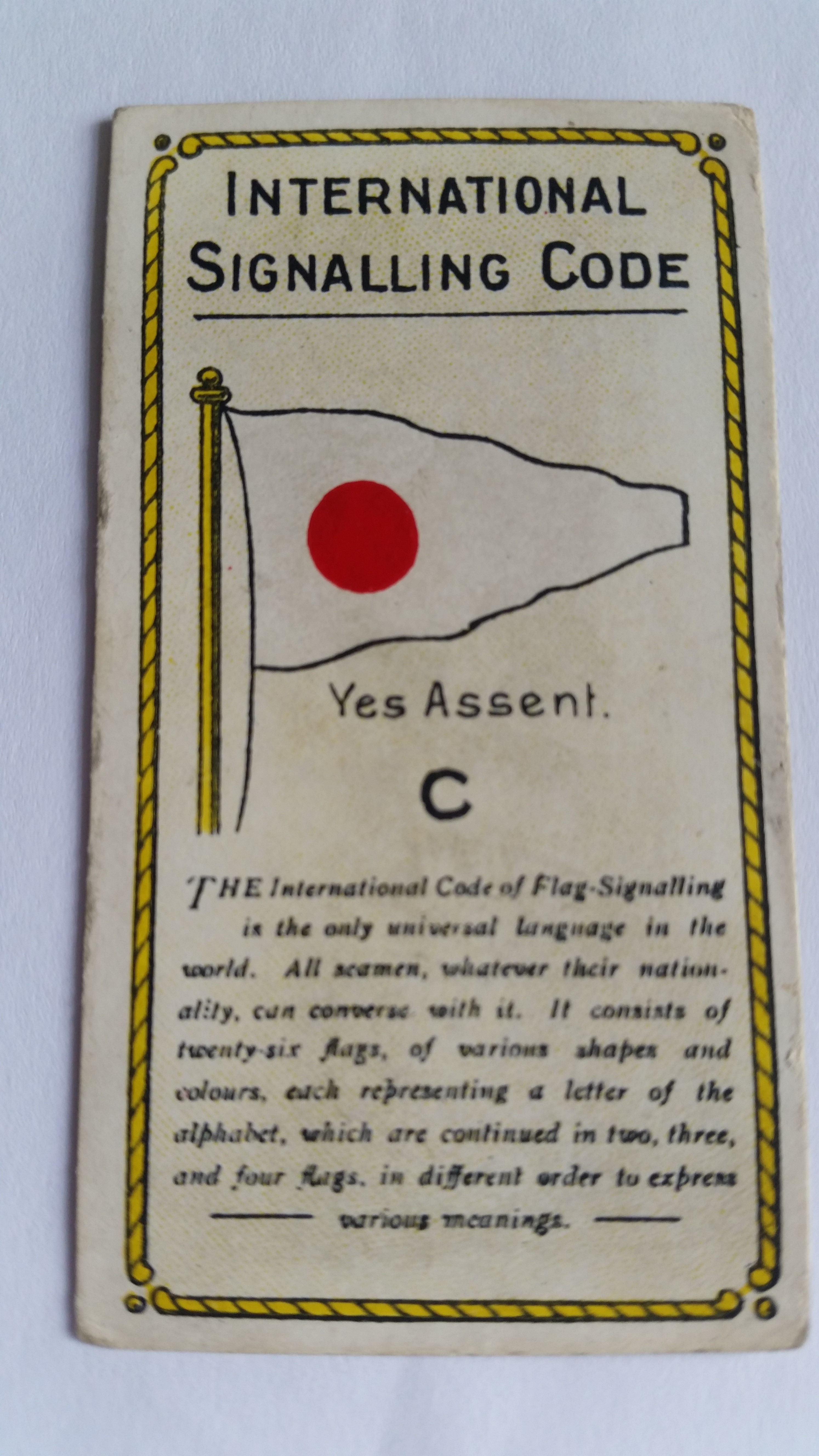 BAYLEY & Holdsworth, Flag Signalling Code Series, C (Yes Assent), slight corner knocks, G