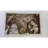 CINEMA, signed postcard by Johnny Mack Brown, showing him with horse, Picturegoer W351, corner