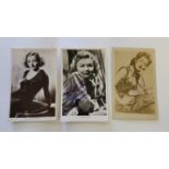 CINEMA, signed postcards, inc. Tallulah Bankhead, Jane Baxter, Dana Andrews, Dottie Lamour, June