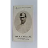 TADDY, County Cricketers, Mr. F.A. Phillips (Somersetshire), Imperial back, VG