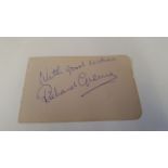 CINEMA, Robin Hood, signed album page by Richard Greene, 3.5 x 2.25, VG
