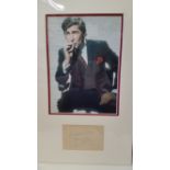 TELEVISION, signed album page by Dave Allen, overmounted beneath photo from series, half-length