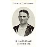 TADDY, County Cricketers, S. Hargreave (Warwickshire), Imperial back, VG