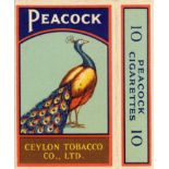 CIGARETTE PACKET, Ceylon TC Peacock, 10s, hull only, VG