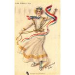 A.T.C., Flag Girls of all Nations, complete, extra-large, variations (5), some fraying, FR to VG,