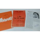 THEATRE, signed programmes, inc. Jack Lemmon & Juliet Mills (Avanti), Paul Scofield (A Man for all