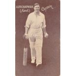 AUSTRALIAN LICORICE, English Cricketers (1928), complete, blue backs, Australian issue, creased (6),