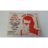 POP MUSIC, concert ticket, Ian Dury, Friday 24th Feb n.y. (1978), at Exeter University, creased, VG