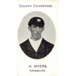 TADDY, County Cricketers, H. Myers (Yorkshire), Imperial back, VG