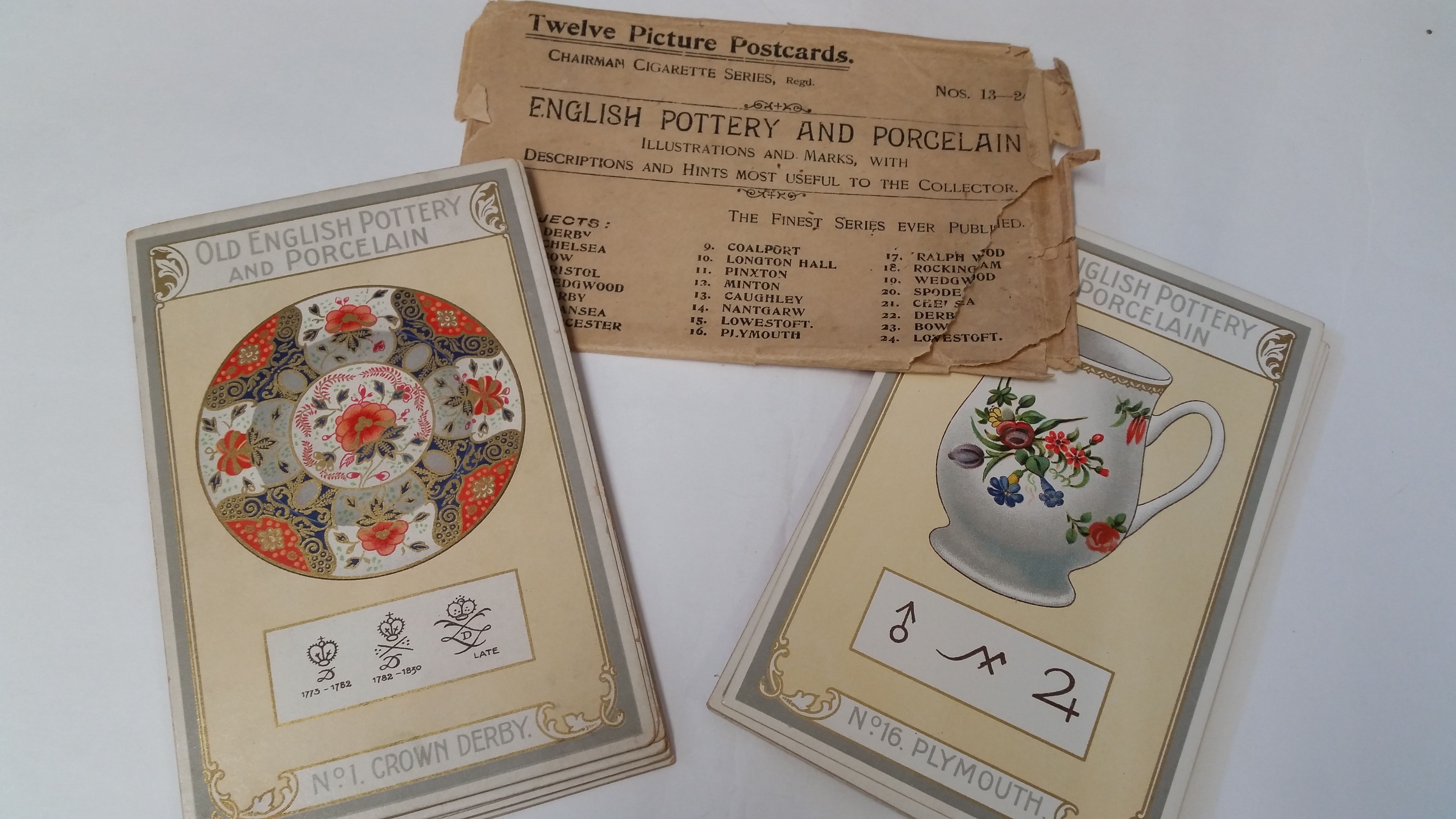LEA, Old English Pottery & Porcelain (p/c), missing No. 6, no overprint, not postally used,