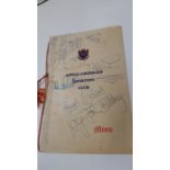 AUTOGRAPHS, signed dinner menu booklet by seven attendees (to cover) inc. Long John Baldry etc.,