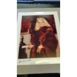 CINEMA, private colour photo of Jayne Mansfield, half-length in fur coat, 8 x 10, signed by the