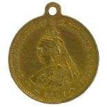 BARRATT, circular metal fob medallions for Diamond Jubilee of Queen Victoria 1897, 22mm dia., VG